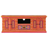 vidaXL Szafka pod TV, różowa, 110x30x40 cm, lite drewno mango