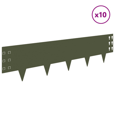 Krawężnik do trawnika 10 szt. 100 x 25 cm Stal Oliwkowy zielony
