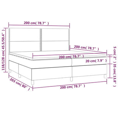 vidaXL Łóżko kontynentalne z materacem, białe, ekoskóra 200x200 cm