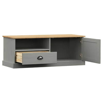 vidaXL Szafka pod TV VIGO, szara, 106x40x40 cm, lite drewno sosnowe