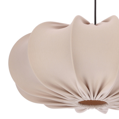 Lampa wisząca CAFEE' skandynawska z abażurem beżowym frappe 52 cm - minimalistyczne oświetlenie sufitowe w stylu japandi E27