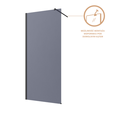 KABINA WALK-IN II INVENA TREND 120X200CM GRAFIT 8MM SHINY-GLASS CZARNY