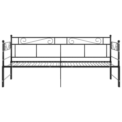 Sofa z wysuwaną ramą łóżka, czarna, metalowa, 90x200 cm wariant 5