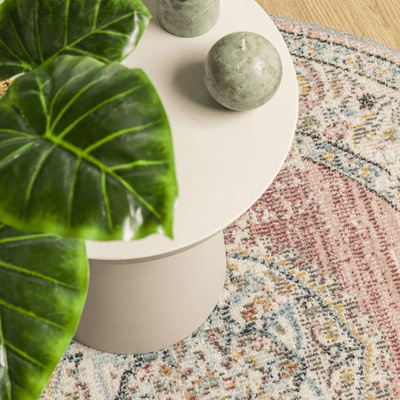 vidaXL Dywan ARBIZU do pomieszczeń i na zewnątrz, vintage, Ø 120 cm