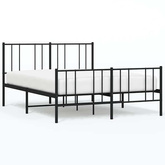 Metalowa rama łóżka z wezgłowiem i zanóżkiem, czarna, 120x200cm vidaXL