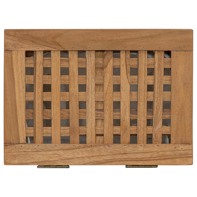 Kosz na pranie naturalny 35 x 25 x 60 cm Lite drewno teakowe