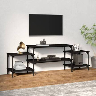 vidaXL Szafka pod TV, czarna, 157x35x52 cm, materiał drewnopochodny