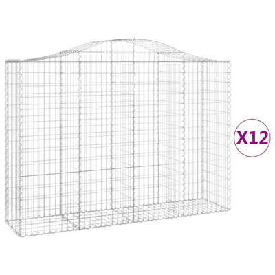 Kosze gabionowe, 12 szt, 200x50x140/160cm, galwanizowane żelazo