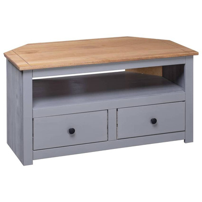vidaXL Narożna szafka pod TV, szara, 93x49x49 cm, sosna, seria Panama