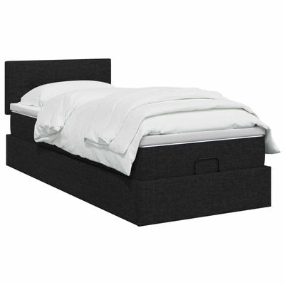 Łóżko ottoman z materacem Czarny 90 x 200 cm tkanina