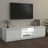Szafka pod TV z oświetleniem LED, biała, 140 x 40 x 36 cm