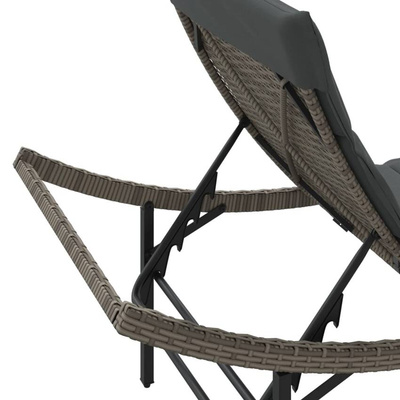 vidaXL Leżak z poduszką, szary, 55x199x50 cm, polirattan