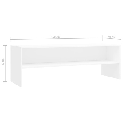 Szafka pod TV, biała, 120x40x40 cm, materiał drewnopochodny
