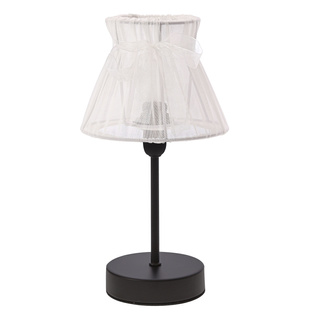 SIGALEA lampka stołowa czarny 1x40W E14 abażur biały