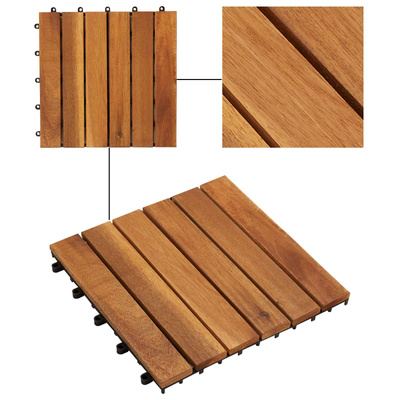 Płytka Tarasowa 10 pcs Brązowy 30 x 30 cm Drewno Akacjowe