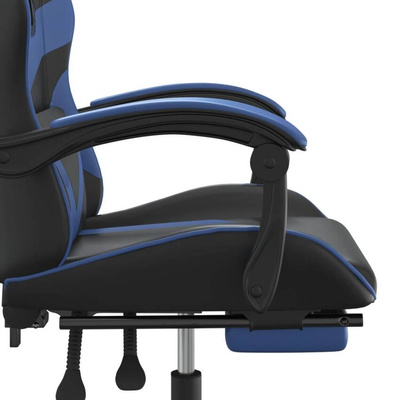 vidaXL Obrotowy fotel gamingowy z podnóżkiem, czarno-niebieski