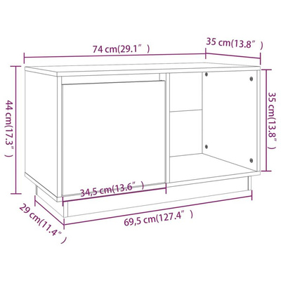 vidaXL Szafka pod TV, miodowy brąz, 74x35x44 cm, lite drewno sosnowe