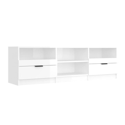 vidaXL Szafka pod TV, wysoki połysk, biała, 150x33,5x45 cm