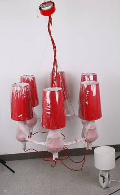 Lampa wisząca czerwona regulowana żyrandol 6xE14 Decoria Candellux 36-30583
