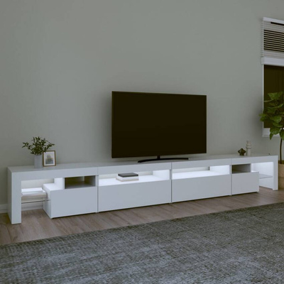 vidaXL Szafka pod TV z oświetleniem LED, biała, 290x36,5x40 cm