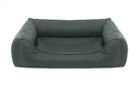Legowisko dla psa Sofa Valencia Standard w kolorze ciemnoszarym z czarnym wykończeniem Rozmiar: XL - 120 x 90 cm - do samodzielnego złożenia