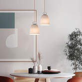 Lampa wisząca SEWILLA biała - z ceramicznym kloszem - skandynawska lampa do kuchni i jadalni