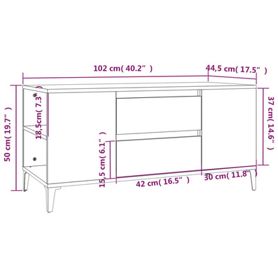 Szafka pod TV, czarna, 102x44,5x50 cm, materiał drewnopochodny vidaXL