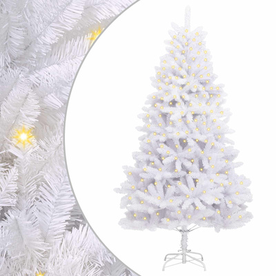 Sztuczna choinka z 300 diodami LED Biały 300 cm PVC i Metal