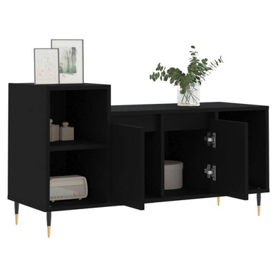 vidaXL Szafka pod TV, czarna, 100x35x55 cm, materiał drewnopochodny