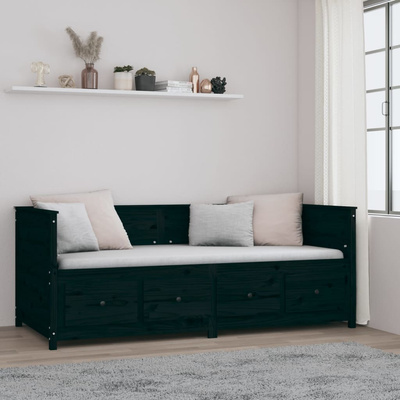 vidaXL Łóżko dzienne, czarne, 90x200 cm, lite drewno sosnowe model standard