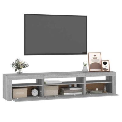 vidaXL Szafka pod TV z oświetleniem LED, szary dąb sonoma,195x35x40 cm