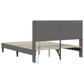Ramka łóżka z paskami LED Szary 160 x 200 cm Ekoskóra