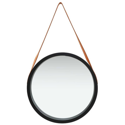 vidaXL Lustro ścienne na pasku, 50 cm, czarne