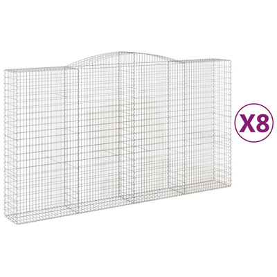 Kosze gabionowe, 8 szt, 400x50x220/240 cm, galwanizowane żelazo
