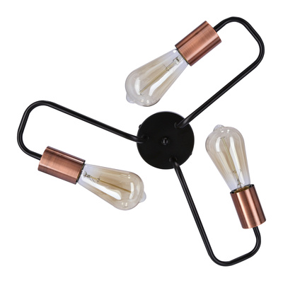 Lampa sufitowa czarna metalowa oprawka 3xE27 Herpe E27 33-66916