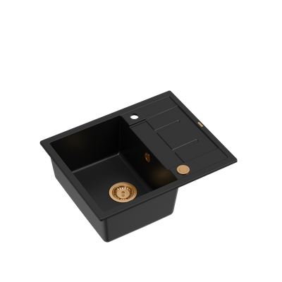 MORGAN 116 GraniteQ zlewozmywak pure carbon z syfonem Push To Open kol. miedziany 1-komorowy z/o + zaczepy 4 szt