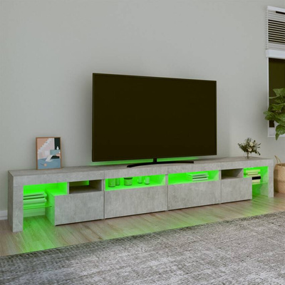 Szafka pod TV z oświetleniem LED, szarość betonu, 260x36,5x40cm vidaXL