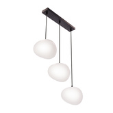 Lampa wisząca STONES w stylu Japandi - podłużna z akrylowymi kloszami 20 cm w kształcie kamienia - minimalistyczna lampa nad stół 3x E27