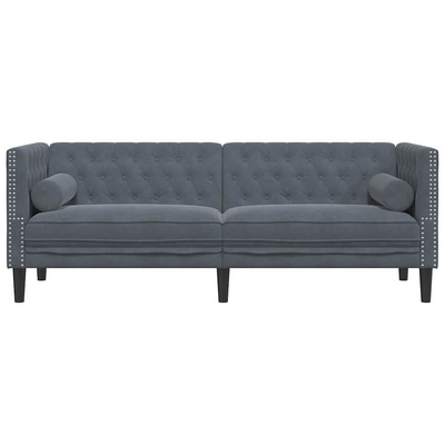 Sofa Ciemnoszary 194 x 74,5 x 70,5 cm Aksamit