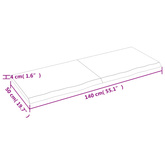 Półka, brązowa, 140x50x(2-4) cm, lakierowane lite drewno dębowe