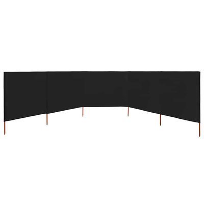 Parawan 5-skrzydłowy z tkaniny, 600x160 cm, czarny