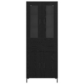 Highboard 2 szt. Czarny Dąb 69,5 x 34 x 180 cm