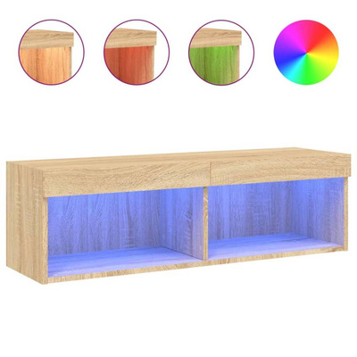 vidaXL Szafka pod TV z oświetleniem LED, dąb sonoma, 100x30x30 cm