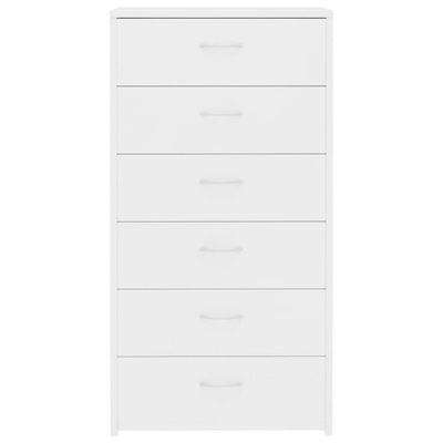 vidaXL Komoda, 6 szuflad, biała, 50x34x96 cm, materiał drewnopochodny