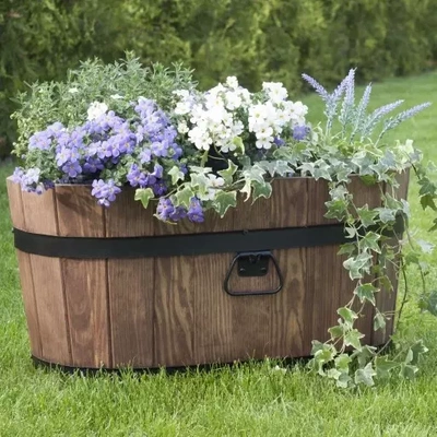 Donica ogrodowa drewniana prostokątna duża 26 cm kolor orzech