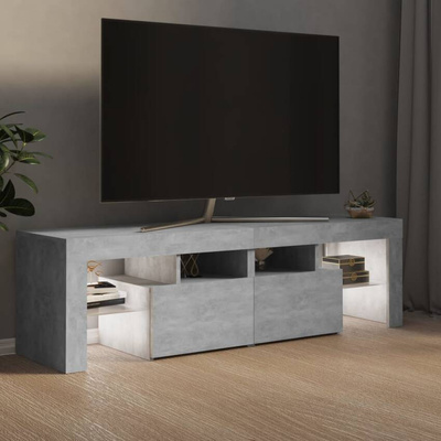 vidaXL Szafka pod TV z oświetleniem LED, szarość betonu 140x36,5x40 cm