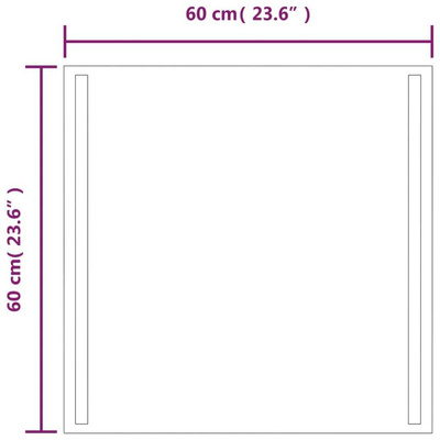 vidaXL Lustro łazienkowe z LED, 60x60 cm
