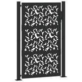 Brama ogrodowa czarna 100x150 cm stalowy wzór liścia