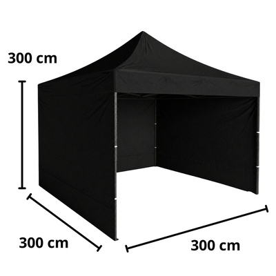 Namiot Ogrodowy Ekspresowy Pawilon Handlowy Cateringowy Czarny 3x3M