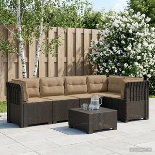 5-osobowa sofa ogrodowa z poduszkami w stylu rattanowym PP